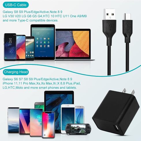 UL Listed Quick Charger Wall Charger, 15W QC Fast Charging USB Charger Power Adapter Wall Plug with 4ft Cord for ZTE Axon M Comes with 4 Foot USB Type-C Cable in Saudi Arabia