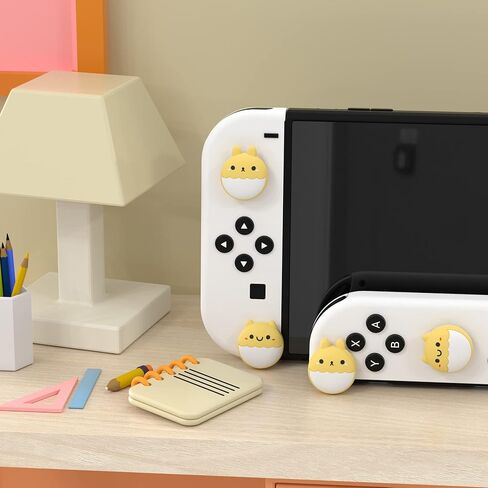 قبعات قبضة الإبهام اللطيفة للأرنب والسنجاب من PlayVital، قبعات عصا التحكم الخضراء ماتشا لنينتندو سويتش لايت، غطاء تناظري من السيليكون مقابض عصا الإبهام للتبديل OLED Joycon in Kuwait