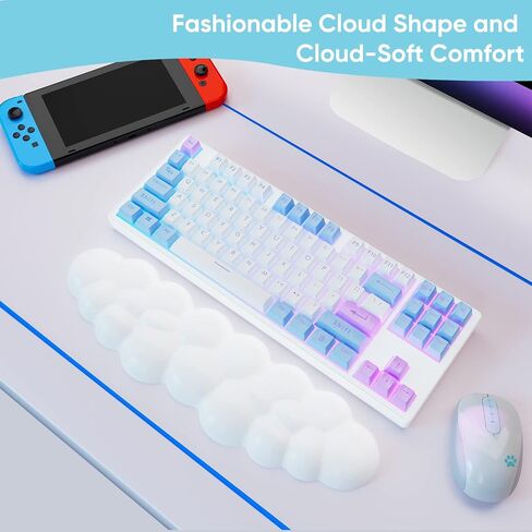 Sushret Angel Wing Cloud Keyboard Wrist Rest, Soft Leather Memory Foam Keyboard Wrist Support for Pain Relief, Ergonomic Anti-Slip Cute Computer Palm Rest for PC Gaming/Laptop/Hand Pad (1-Wing White) in Saudi Arabia