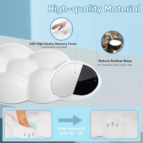 Sushret Angel Wing Cloud Keyboard Wrist Rest, Soft Leather Memory Foam Keyboard Wrist Support for Pain Relief, Ergonomic Anti-Slip Cute Computer Palm Rest for PC Gaming/Laptop/Hand Pad (1-Wing White) in Saudi Arabia