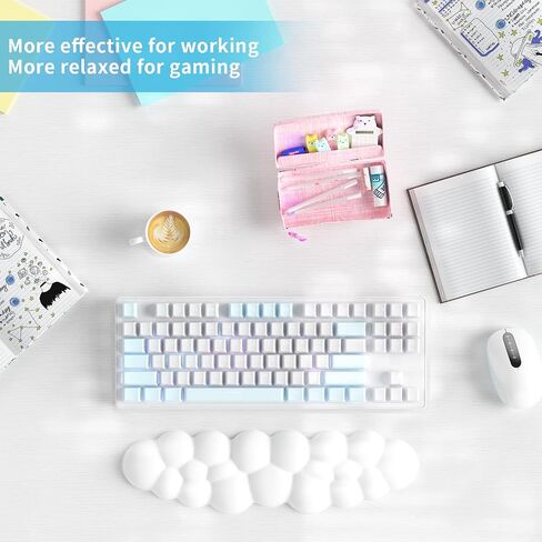 Sushret Angel Wing Cloud Keyboard Wrist Rest, Soft Leather Memory Foam Keyboard Wrist Support for Pain Relief, Ergonomic Anti-Slip Cute Computer Palm Rest for PC Gaming/Laptop/Hand Pad (1-Wing White) in Saudi Arabia