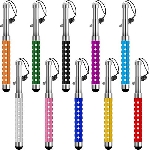 ايسول اقلام لمس سعوية متعددة الالوان مع غطاء قابس مضاد للغبار لجميع شاشات اللمس ايفون وايباد 10.2 انش 2020 (الجيل الثامن)، ميني برو جالكسي نوت تاب نيكسس ون بلس تابلت - 10 قطع in Kuwait