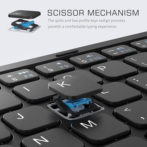 ZenRich Foldable Bluetooth Keyboard, Wireless Tri-Folding Portable Keyboard with Touchpad (Sync Up to 3 Devices), Full Size Ultra Slim Travel Keyboard for Windows/iOS/Android/OS/HMS, Grey in Kuwait