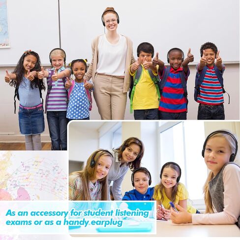 اكسوهال سماعات راس سوداء للاطفال من 200 قطعة، سماعات راس كبيرة للفصل الدراسي للطلاب مع قابس 3.5 ملم، سماعات راس سلكية على الاذن للمدرسة والمكتبة والمتاحف والاطفال والمراهقين والاولاد والبنات والبالغين in Kuwait