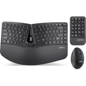 Perixx PERIDUO-606A, 3-in-1 Wireless Compact Ergonomic Keyboard with Vertical Mouse and Numeric Keypad - Adjustable Palm Rest - Tilt Wheel - Membrane Low Profile Keys - US English in Saudi Arabia