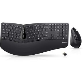 Perixx Periduo-605, Wireless Ergonomic Split Keyboard and Vertical Mouse Combo, Adjustable Palm Rest and Membrane Low Profile Keys, Black, US English Layout (11633) in Saudi Arabia