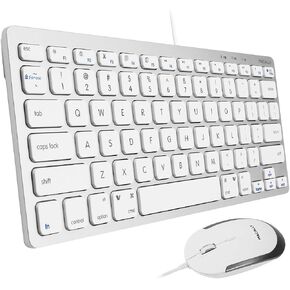 Macally USB Wired Keyboard and Mouse Combo for Mac and PC - Save Space with a Compact Small Apple Keyboard and Mouse for MacBook Pro/Air, iMac Mini/Pro in Kuwait