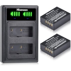 NP-W126 NP-W126S Battery 2Pack, Hisewen Dual Charger for Fujifilm Fuji XT3, X100F, X100V, X-T100, X-T200, X-S10, X-A5, X-A10, X-E4, X-Pro2, X-Pro3, X-T1, X-T2, X-T3, X-T10/T20, X-T30, X-T30 II Camera. in Saudi Arabia