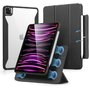 حافظة ESR لجهاز iPad Pro 12.9 بوصة (2022/2021)، حافظة iPad Pro 12.9 الجيل السادس/الخامس مع حامل أقلام، غطاء مغناطيسي قابل للفصل، حامل عمودي، تنبيه/غفو تلقائي، سلسلة Rebound 360، أسود in Kuwait