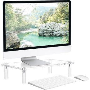 حامل شاشة أكريليك AQUIVER - منصة شفافة بسمك 10 مم - 14.5 بوصة (طول) × 9 بوصة (عرض) × 3.4 بوصة (ارتفاع) حامل سطح مكتب مريح - لأجهزة الكمبيوتر المحمول، وأجهزة الكمبيوتر الشخصية، والكمبيوتر المحمول، والطابعة، والكمبيوتر، وتلفزيون LCD بشاشة مسطحة in Kuwait