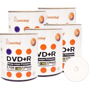 Smartbuy 4.7gb/120min 16x DVD+R White Inkjet Hub Printable Blank Media Recordable Disc (500-Disc) in Kuwait