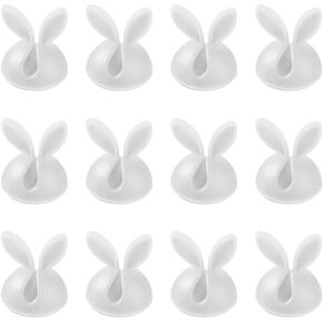 Viaky 12 حزمة من مقاطع الكابلات البيضاء لسطح المكتب، حامل كابل أرنب لطيف من السيليكون لإدارة الكابلات لاصق حامل سلك قطرة لطاولة المكتب، المكتب، الجدار، السيارة، الكمبيوتر ومنضدة الليل
