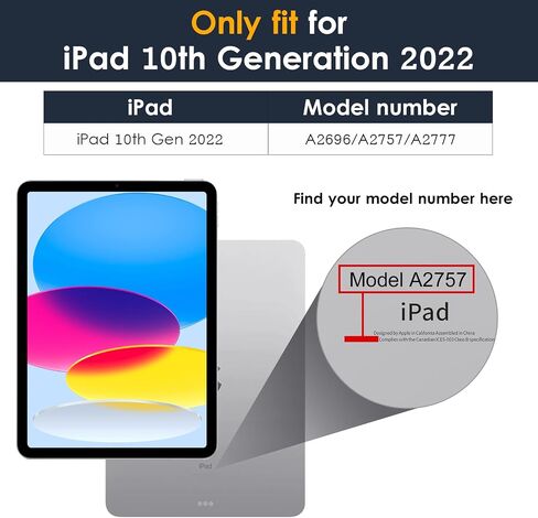 DTTO Clear Case for iPad 10th Generation 2022 - [Yellowing Resistant] Slim Lightweight Transparent Soft Cover and PU Leather Pencil Sleeve Pouch for iPad 10.9 Inch, Clear/Navy Blue in Saudi Arabia
