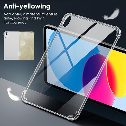 DTTO Clear Case for iPad 10th Generation 2022 - [Yellowing Resistant] Slim Lightweight Transparent Soft Cover and PU Leather Pencil Sleeve Pouch for iPad 10.9 Inch, Clear/Navy Blue in Saudi Arabia