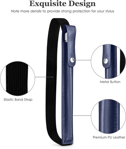 DTTO Clear Case for iPad 10th Generation 2022 - [Yellowing Resistant] Slim Lightweight Transparent Soft Cover and PU Leather Pencil Sleeve Pouch for iPad 10.9 Inch, Clear/Navy Blue in Saudi Arabia