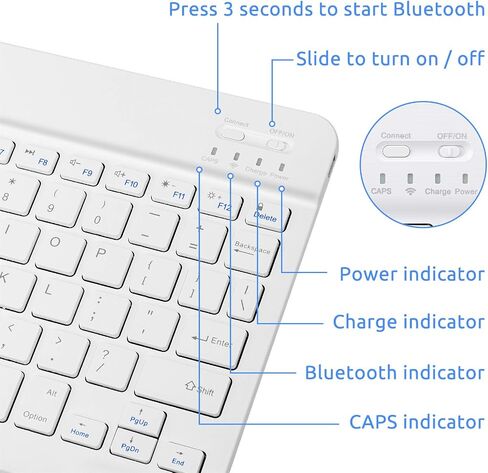 Samsung Galaxy Tab S7/S8 Wireless Keyboard,Universal Slim Portable Bluetooth Keyboard Compatible with Samsung Galaxy Tab S7/S8 Keyboard with Built in Rechargeable Battery,Black in Kuwait