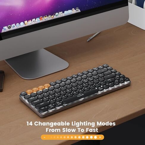 لوحة مفاتيح ميكانيكية بلوتوث ProtoArc، ​​لوحة مفاتيح مكتب MECH K301، لوحة مفاتيح هادئة تعمل باللمس بنسبة 75% مع إضاءة خلفية، وضع ثلاثي 2.4G/USB-C/بلوتوث، مفاتيح حمراء للكمبيوتر الشخصي Mac Windows iPad 84 مفاتيح in Kuwait