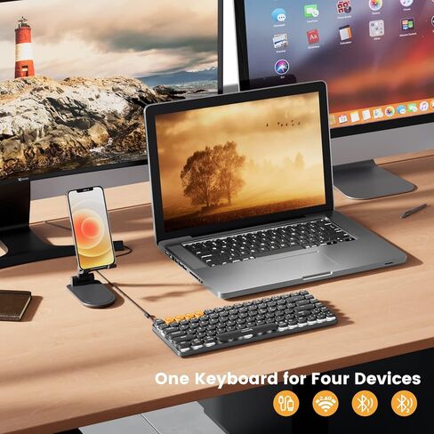 لوحة مفاتيح ميكانيكية بلوتوث ProtoArc، ​​لوحة مفاتيح مكتب MECH K301، لوحة مفاتيح هادئة تعمل باللمس بنسبة 75% مع إضاءة خلفية، وضع ثلاثي 2.4G/USB-C/بلوتوث، مفاتيح حمراء للكمبيوتر الشخصي Mac Windows iPad 84 مفاتيح in Kuwait