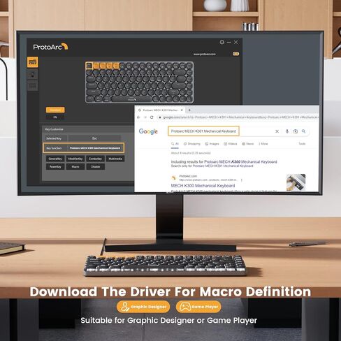 لوحة مفاتيح ميكانيكية بلوتوث ProtoArc، ​​لوحة مفاتيح مكتب MECH K301، لوحة مفاتيح هادئة تعمل باللمس بنسبة 75% مع إضاءة خلفية، وضع ثلاثي 2.4G/USB-C/بلوتوث، مفاتيح حمراء للكمبيوتر الشخصي Mac Windows iPad 84 مفاتيح in Kuwait