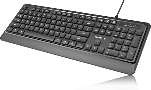 لوحة مفاتيح USB سلكية، 104 مفتاح وكابل 1.5 متر، لوحة مفاتيح كمبيوتر سلكية YUMQUA للحاسوب المحمول Chromebook PC والكمبيوتر المكتبي in Kuwait
