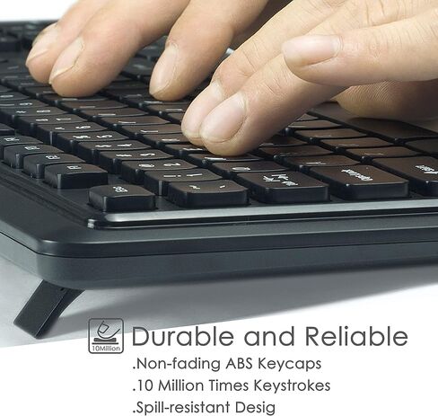 لوحة مفاتيح USB سلكية، 104 مفتاح وكابل 1.5 متر، لوحة مفاتيح كمبيوتر سلكية YUMQUA للحاسوب المحمول Chromebook PC والكمبيوتر المكتبي in Kuwait