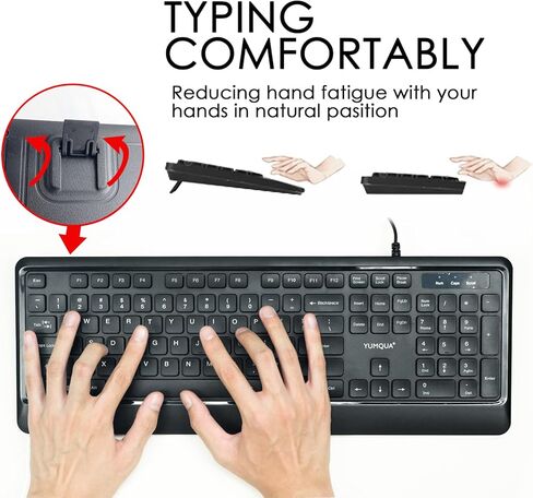 لوحة مفاتيح USB سلكية، 104 مفتاح وكابل 1.5 متر، لوحة مفاتيح كمبيوتر سلكية YUMQUA للحاسوب المحمول Chromebook PC والكمبيوتر المكتبي in Kuwait