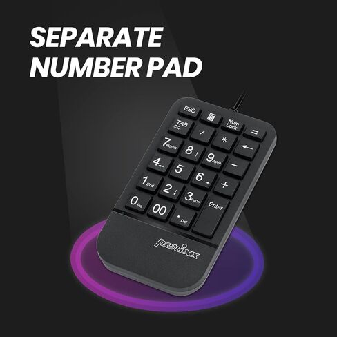 Perixx PERIDUO-606A, 3-in-1 Wireless Compact Ergonomic Keyboard with Vertical Mouse and Numeric Keypad - Adjustable Palm Rest - Tilt Wheel - Membrane Low Profile Keys - US English in Kuwait