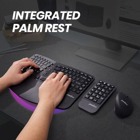 Perixx PERIDUO-606A, 3-in-1 Wireless Compact Ergonomic Keyboard with Vertical Mouse and Numeric Keypad - Adjustable Palm Rest - Tilt Wheel - Membrane Low Profile Keys - US English in Kuwait
