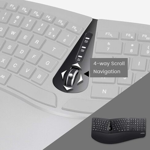 بيريكس مجموعة كيبورد سلكية مريحة مقسمة بمنفذ USB وماوس عمودي مع مسند راحة يد قابل للتعديل ومفاتيح غشاء تكتيكية قصيرة، تصميم انجليزي امريكي من بيريدو-505 in Kuwait