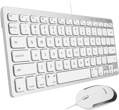 Macally USB Wired Keyboard and Mouse Combo for Mac and PC - Save Space with a Compact Small Apple Keyboard and Mouse for MacBook Pro/Air, iMac Mini/Pro in Kuwait