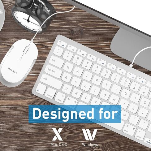 Macally USB Wired Keyboard and Mouse Combo for Mac and PC - Save Space with a Compact Small Apple Keyboard and Mouse for MacBook Pro/Air, iMac Mini/Pro in Kuwait