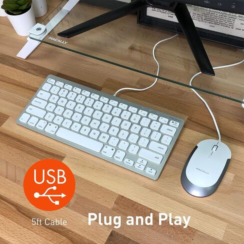 Macally USB Wired Keyboard and Mouse Combo for Mac and PC - Save Space with a Compact Small Apple Keyboard and Mouse for MacBook Pro/Air, iMac Mini/Pro in Kuwait