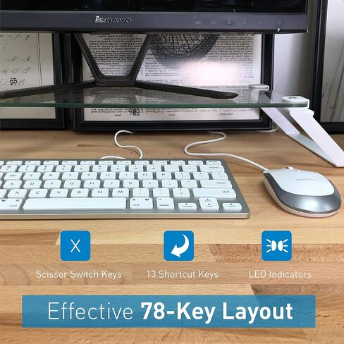 Macally USB Wired Keyboard and Mouse Combo for Mac and PC - Save Space with a Compact Small Apple Keyboard and Mouse for MacBook Pro/Air, iMac Mini/Pro in Kuwait