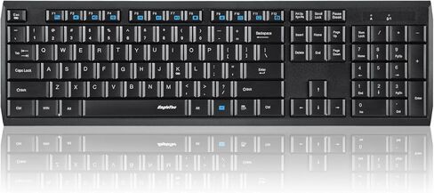 مجموعة لوحة مفاتيح وماوس لاسلكية Eagletec K104 رفيعة ومسطحة وهادئة، لوحة مفاتيح مريحة كاملة الحجم مكونة من 104 مفاتيح وماوس لاسلكي محمول لأجهزة الكمبيوتر التي تعمل بنظام Windows (مجموعة لوحة مفاتيح وماوس لاسلكية سوداء) in Kuwait