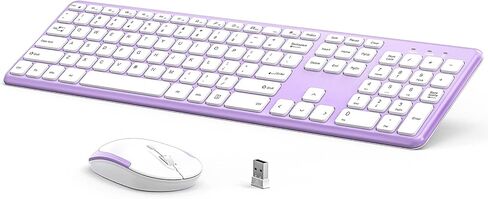 Wireless Keyboard Mouse Combo, Vssoplor 2.4G Ultra-Slim Cordless Keyboard and Mouse Set, Full Size Purple Wireless Keyboard for Windows, Laptop, PC, Computer, Notebook in Kuwait