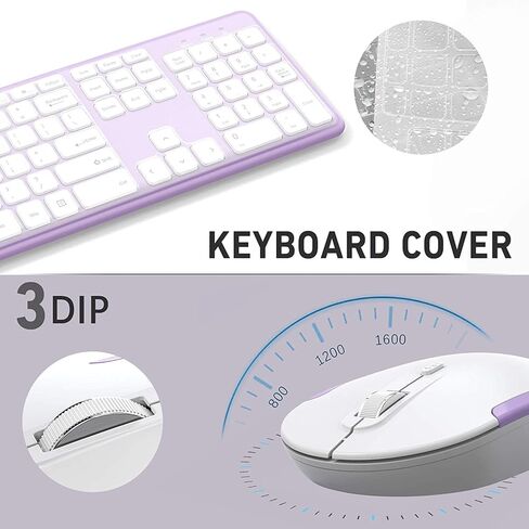 Wireless Keyboard Mouse Combo, Vssoplor 2.4G Ultra-Slim Cordless Keyboard and Mouse Set, Full Size Purple Wireless Keyboard for Windows, Laptop, PC, Computer, Notebook in Kuwait