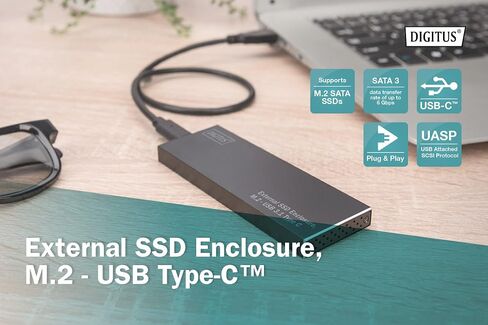 Digitus - DA-7111 - حاوية القرص الصلب SSD - M.2 - USB 3.0 - SATA III - أسود in Kuwait