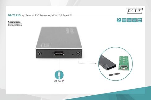 Digitus - DA-7111 - حاوية القرص الصلب SSD - M.2 - USB 3.0 - SATA III - أسود in Kuwait