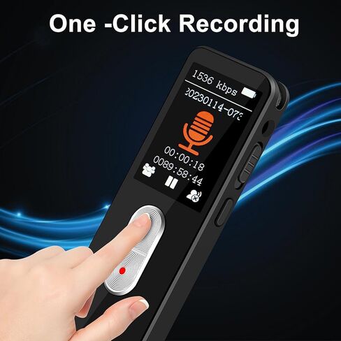 مسجل صوت رقمي، مسجل نشط 64 جيجا مع تشغيل 3072 كيلو بايت في الثانية، تقليل الضوضاء وحماية كلمة المرور للمحاضرات والاجتماعات والفصول الدراسية (فضي) in Kuwait