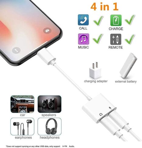 محول سماعات iPhone، [معتمد من Apple MFi] 3 حزم محول صوت + شاحن مزدوج، مقسم صوت iPhone Splitter لـ iPhone 14 Pro Max/13/12/11/SE/XR/XS/8/7/6 دعم المكالمات in Kuwait