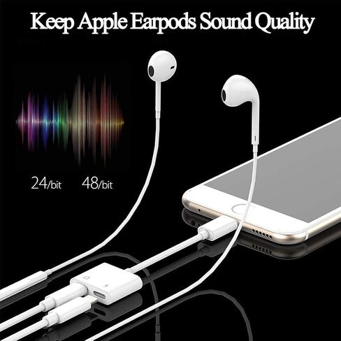 محول سماعات iPhone، [معتمد من Apple MFi] 3 حزم محول صوت + شاحن مزدوج، مقسم صوت iPhone Splitter لـ iPhone 14 Pro Max/13/12/11/SE/XR/XS/8/7/6 دعم المكالمات in Kuwait