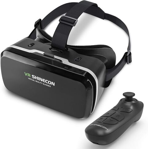 DLseego VR Headset Design for iPhone & Android Phone, Remote Controller 3D Glasses Goggles HD Virtual Reality Headset Comfortable Adjustable Distance for Phones 4.7-6.53inch -Black in Saudi Arabia