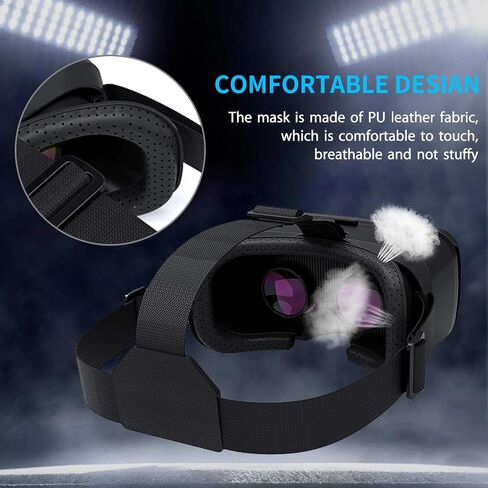 DLseego VR Headset Design for iPhone & Android Phone, Remote Controller 3D Glasses Goggles HD Virtual Reality Headset Comfortable Adjustable Distance for Phones 4.7-6.53inch -Black in Saudi Arabia