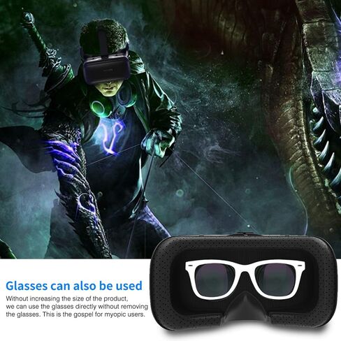DLseego VR Headset Design for iPhone & Android Phone, Remote Controller 3D Glasses Goggles HD Virtual Reality Headset Comfortable Adjustable Distance for Phones 4.7-6.53inch -Black in Saudi Arabia