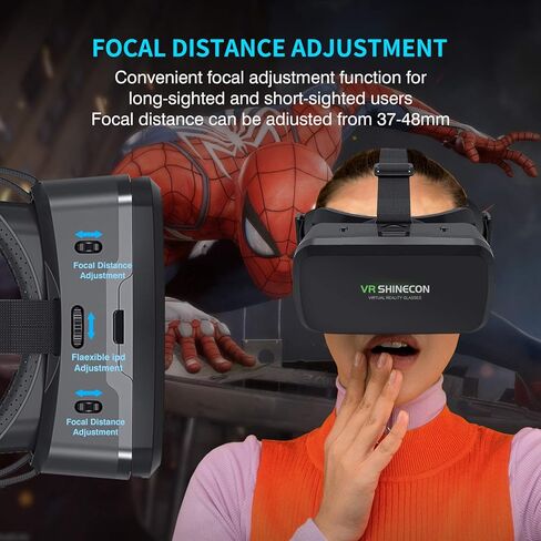 DLseego VR Headset Design for iPhone & Android Phone, Remote Controller 3D Glasses Goggles HD Virtual Reality Headset Comfortable Adjustable Distance for Phones 4.7-6.53inch -Black in Saudi Arabia