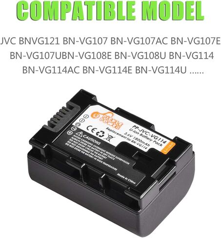 بطارية كاميرا فيديو بيكيل باور BN-VG114 متوافقة مع JVC BN-VG107U، BN-VG108U، BN-VG114U، BN-VG121U، BN-VG138U in Kuwait