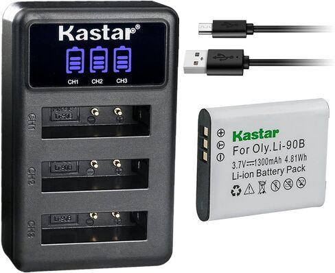 شاحن بطارية ثلاثي USB من Kastar متوافق مع كاميرات Ricoh DB-110، GR III، WG-6، G900 الرقمية in Kuwait