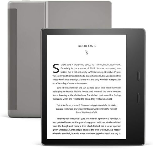 Kindle Oasis - بشاشة مقاس 7 بوصات وأزرار تقليب الصفحة - Wi-Fi + اتصال خلوي مجاني، 32 جيجابايت، جرافيت in Saudi Arabia