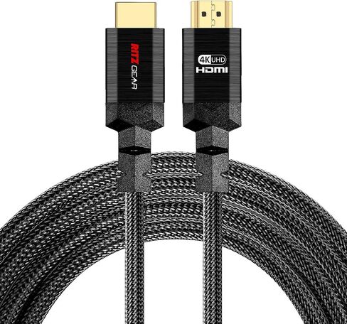 كابل 4K HDMI 2.0 بطول 15 قدم [عبوتين] من ريتزجير. سلك نايلون مضفر فائق السرعة 18 جيجابت في الثانية وموصلات ذهبية - 4K@60 هرتز/UHD/3D/2160p/1080p/ARC وإيثرنت. متوافق مع تلفزيون UHD/الشاشة/الكمبيوتر الشخصي/PS5/Xbox in Kuwait
