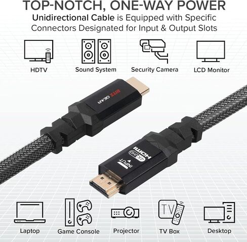كابل 4K HDMI 2.0 بطول 15 قدم [عبوتين] من ريتزجير. سلك نايلون مضفر فائق السرعة 18 جيجابت في الثانية وموصلات ذهبية - 4K@60 هرتز/UHD/3D/2160p/1080p/ARC وإيثرنت. متوافق مع تلفزيون UHD/الشاشة/الكمبيوتر الشخصي/PS5/Xbox in Kuwait